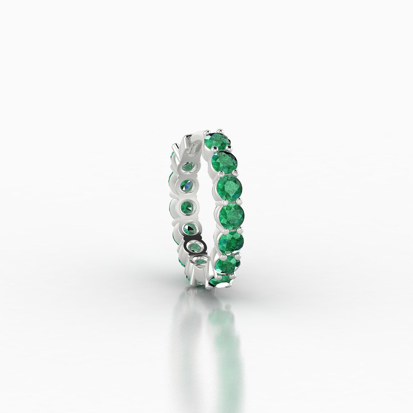 Vesta | 18k White Gold 8 mm Emerald Hoop Piercing