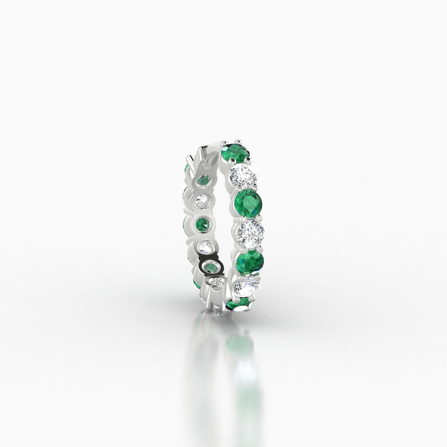 Vesta | 18k White Gold 8 mm Emerald & Diamond Hoop Piercing