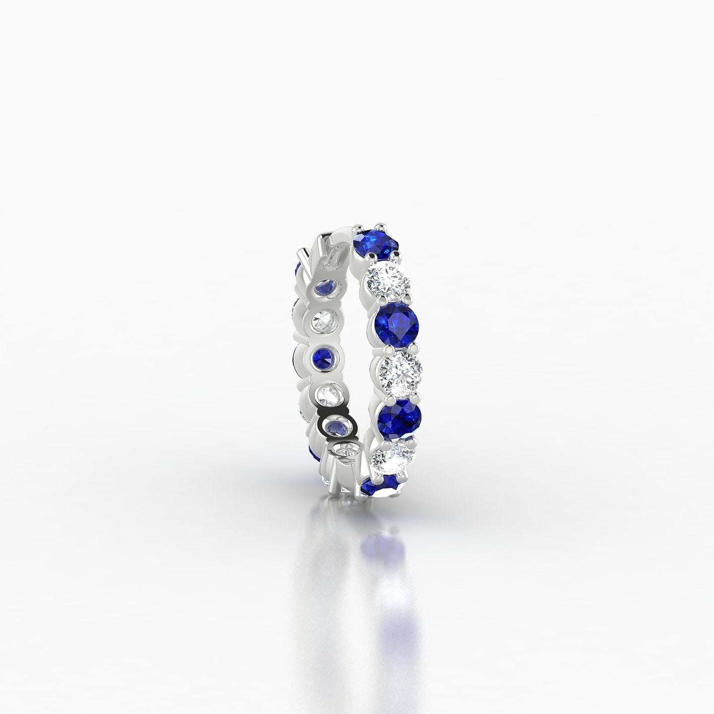 Vesta | 18k White Gold 8 mm Sapphire & Diamond Hoop Piercing