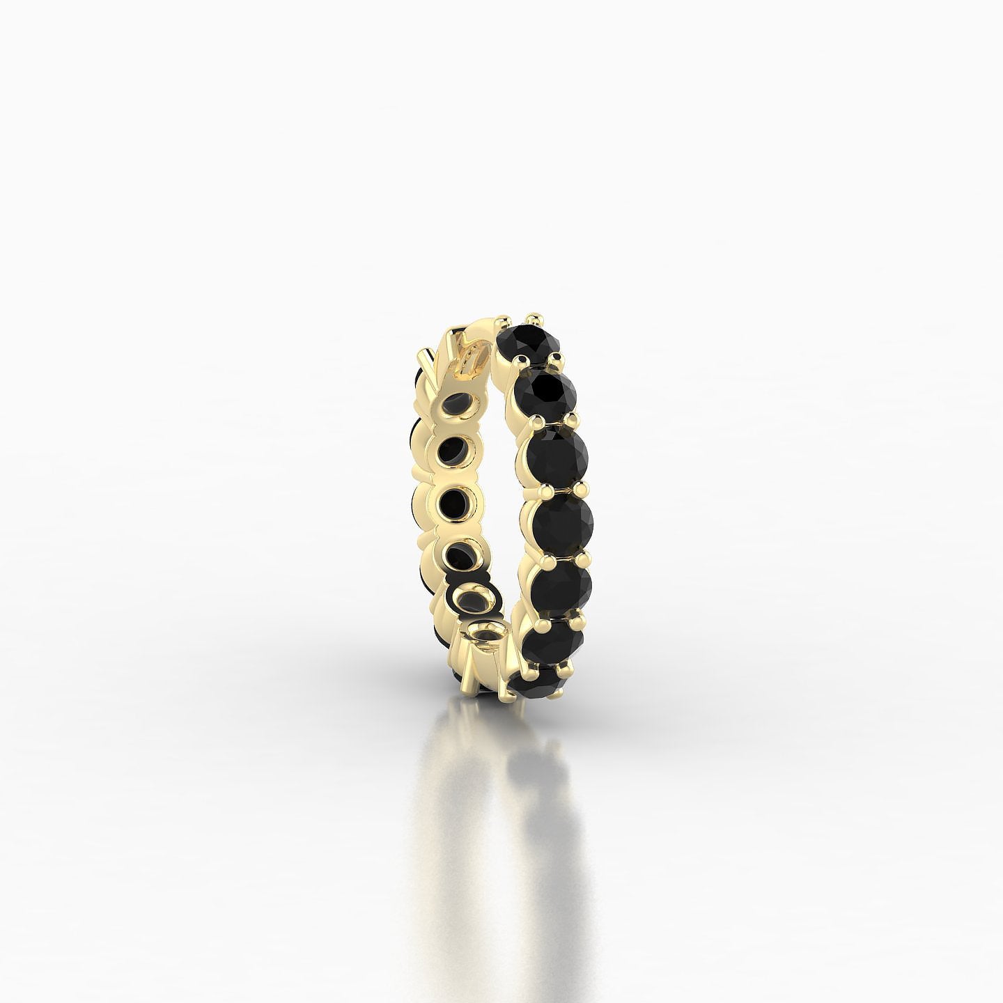 Vesta | 18k Yellow Gold 8 mm Black Diamond Hoop Piercing