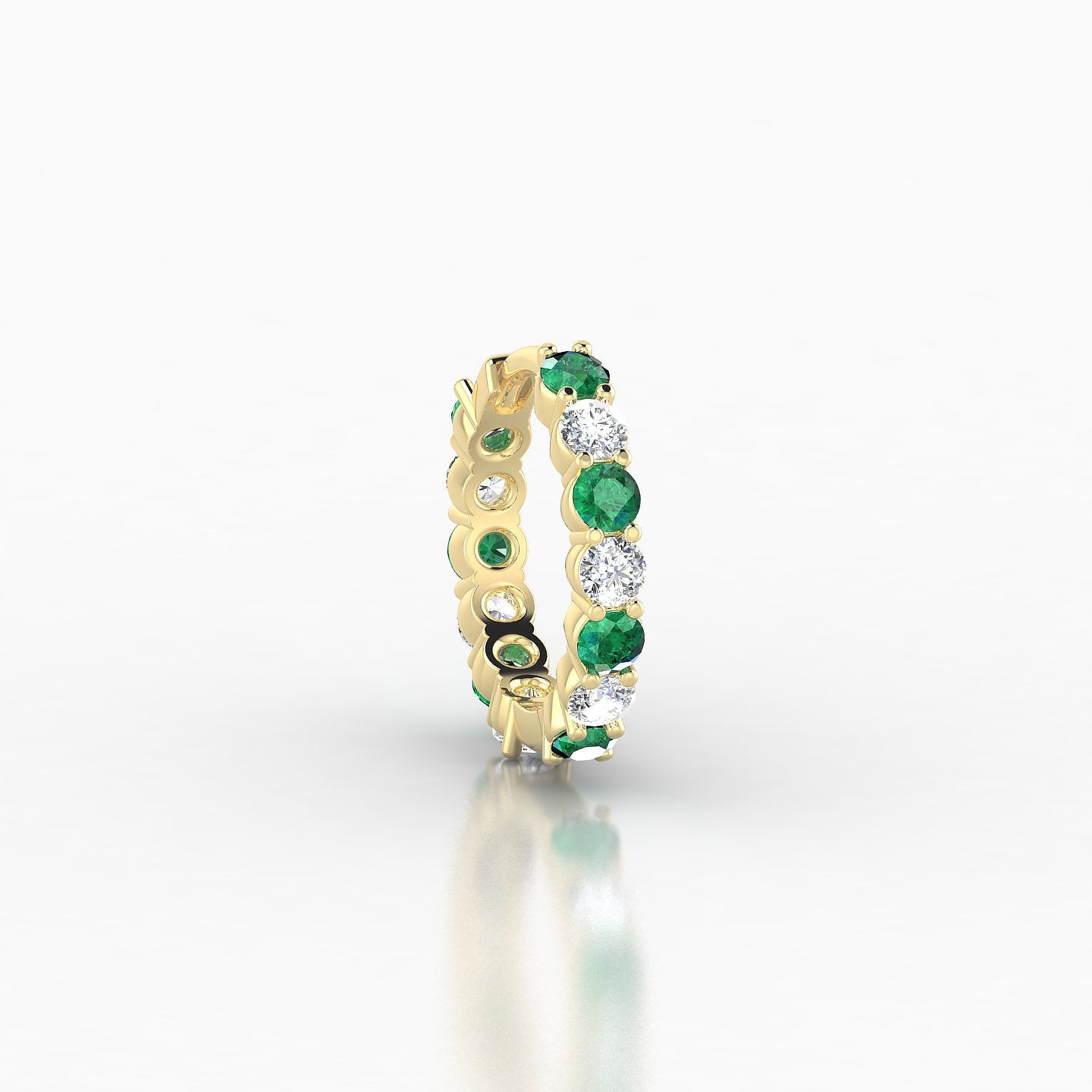 Vesta | 18k Yellow Gold 8 mm Emerald & Diamond Hoop Piercing