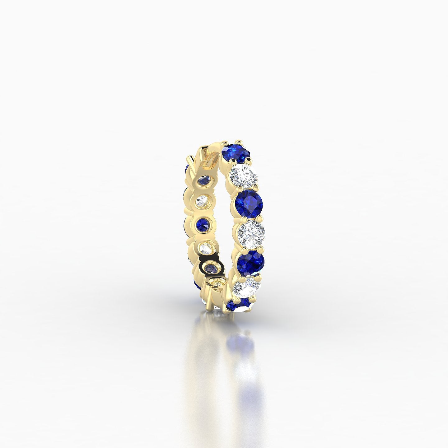 Vesta | 18k Yellow Gold 8 mm Sapphire & Diamond Hoop Piercing