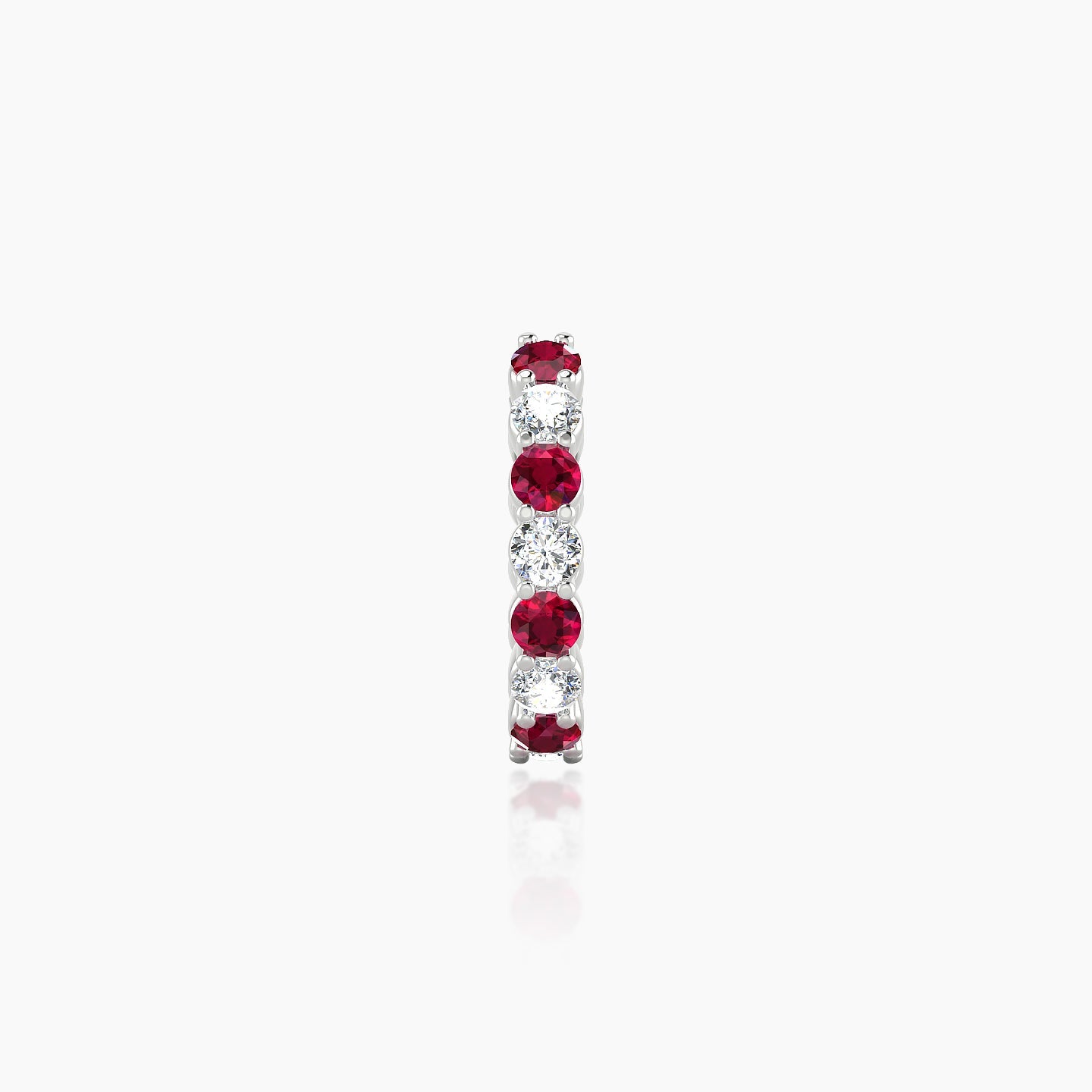 Vesta | 18k White Gold 8 mm Ruby & Diamond Hoop Piercing