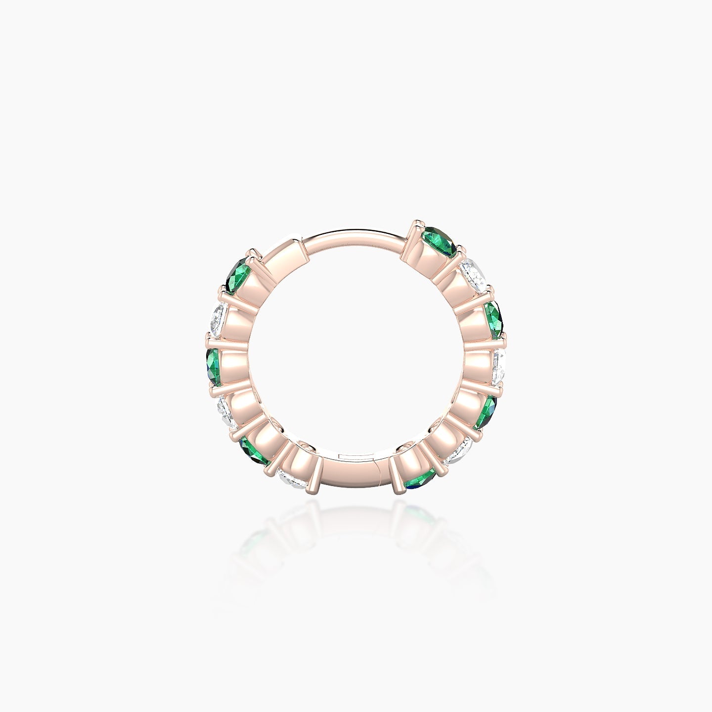 Vesta | 18k Rose Gold 8 mm Emerald & Diamond Hoop Piercing