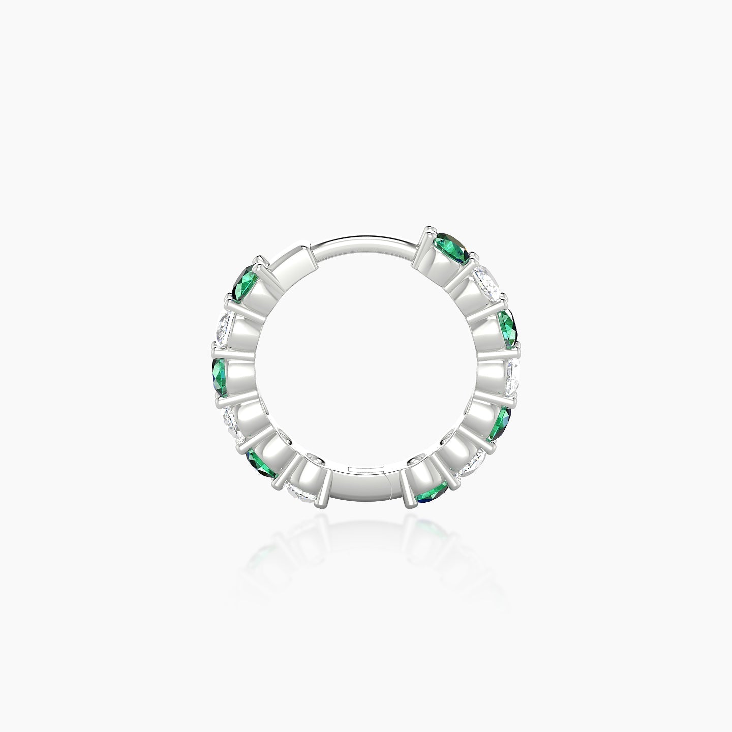 Vesta | 18k White Gold 8 mm Emerald & Diamond Hoop Piercing