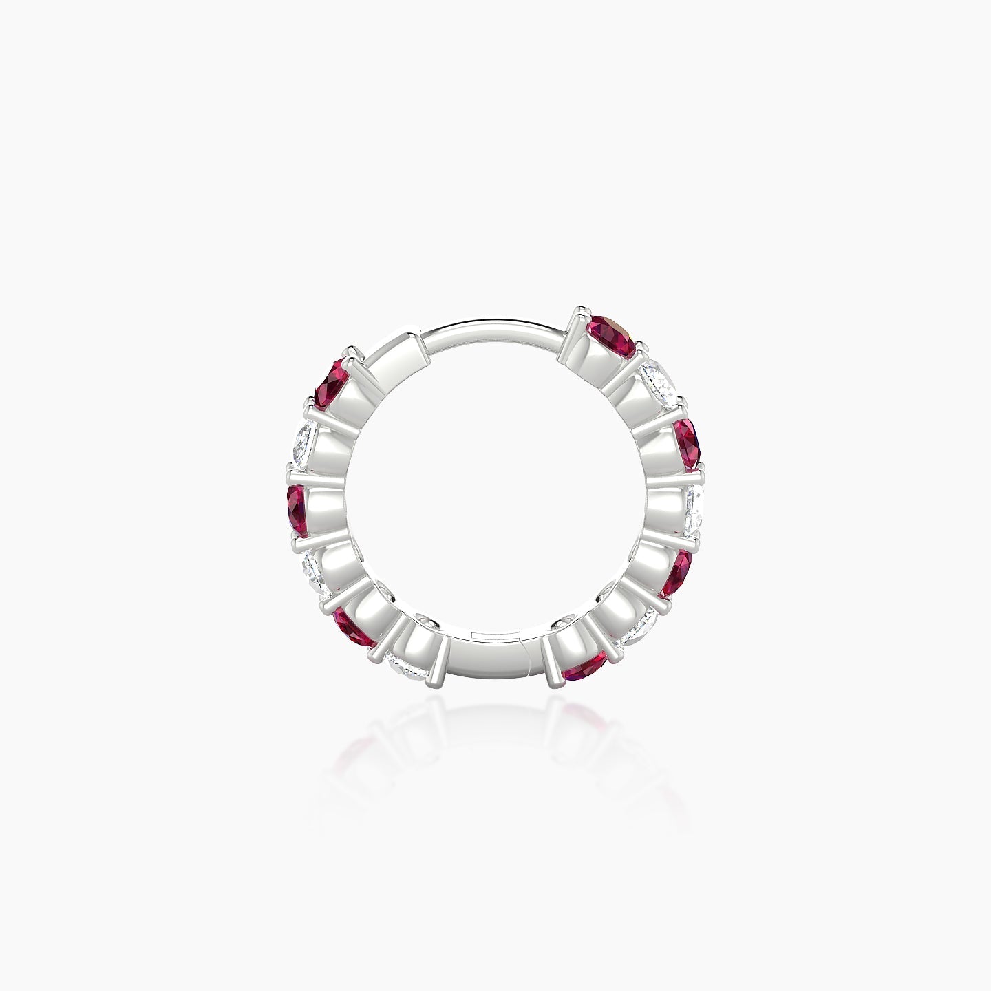 Vesta | 18k White Gold 8 mm Ruby & Diamond Hoop Piercing