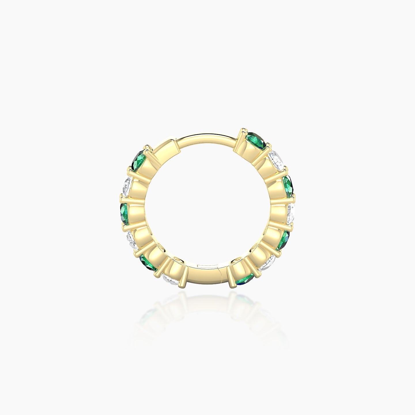 Vesta | 18k Yellow Gold 8 mm Emerald & Diamond Hoop Piercing