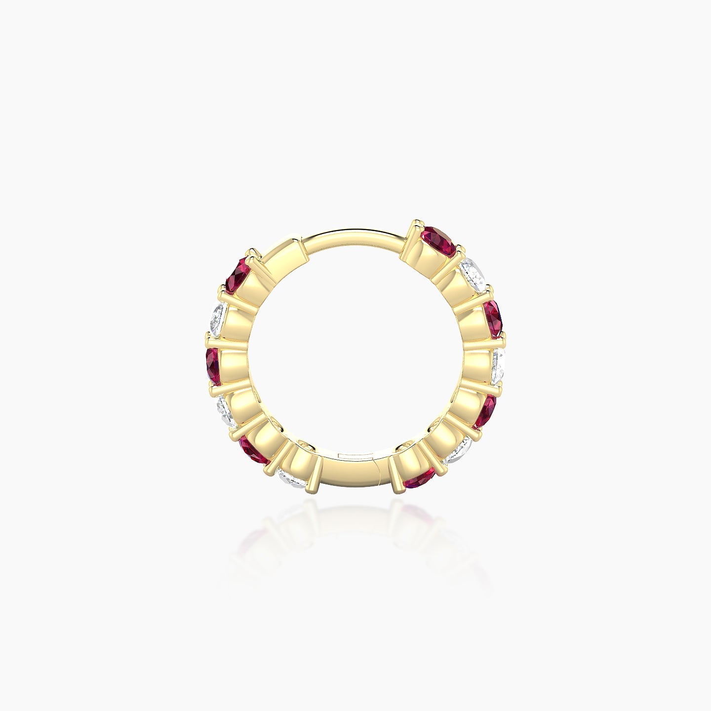 Vesta | 18k Yellow Gold 8 mm Ruby & Diamond Hoop Piercing