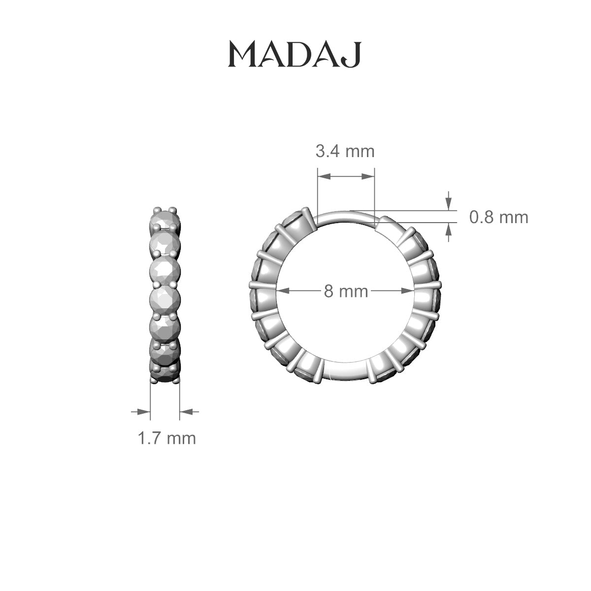 Vesta | 18k Yellow Gold 8 mm Emerald Hoop Piercing