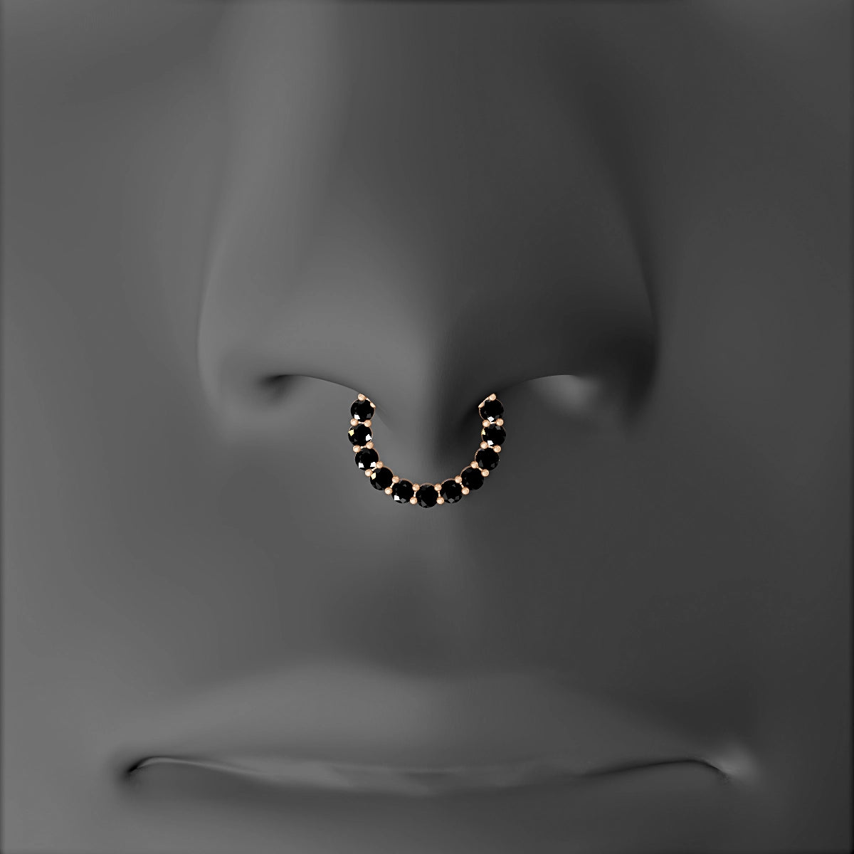 Vesta | 18k Rose Gold 8 mm Black Diamond & Diamond Septum Piercing
