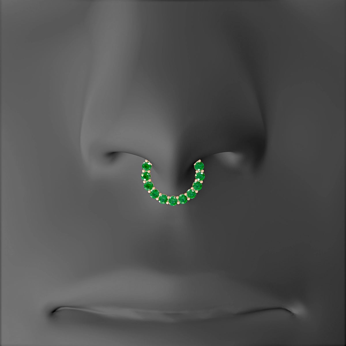 Vesta | 18k Rose Gold 8 mm Emerald Septum Piercing