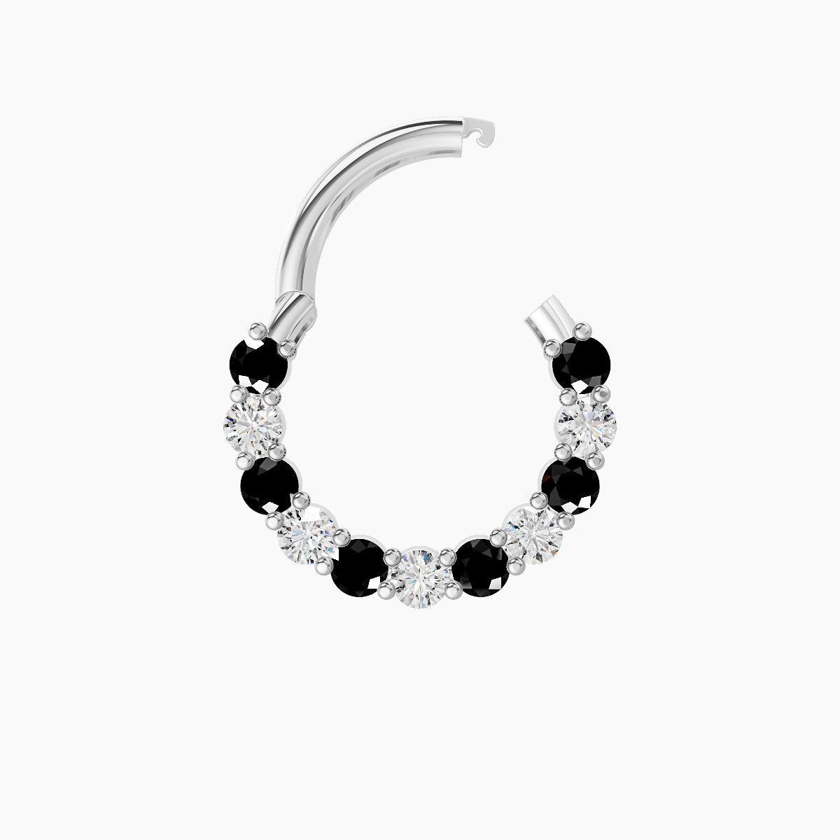 Vesta | 18k White Gold 8 mm Black Diamond & Diamond Septum Piercing