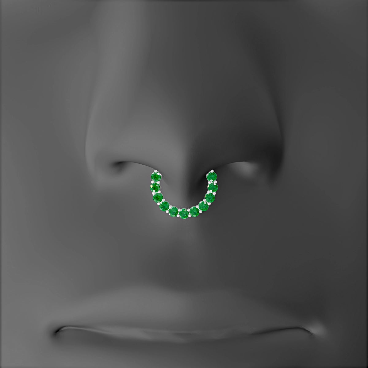 Vesta | 18k White Gold 8 mm Emerald Septum Piercing