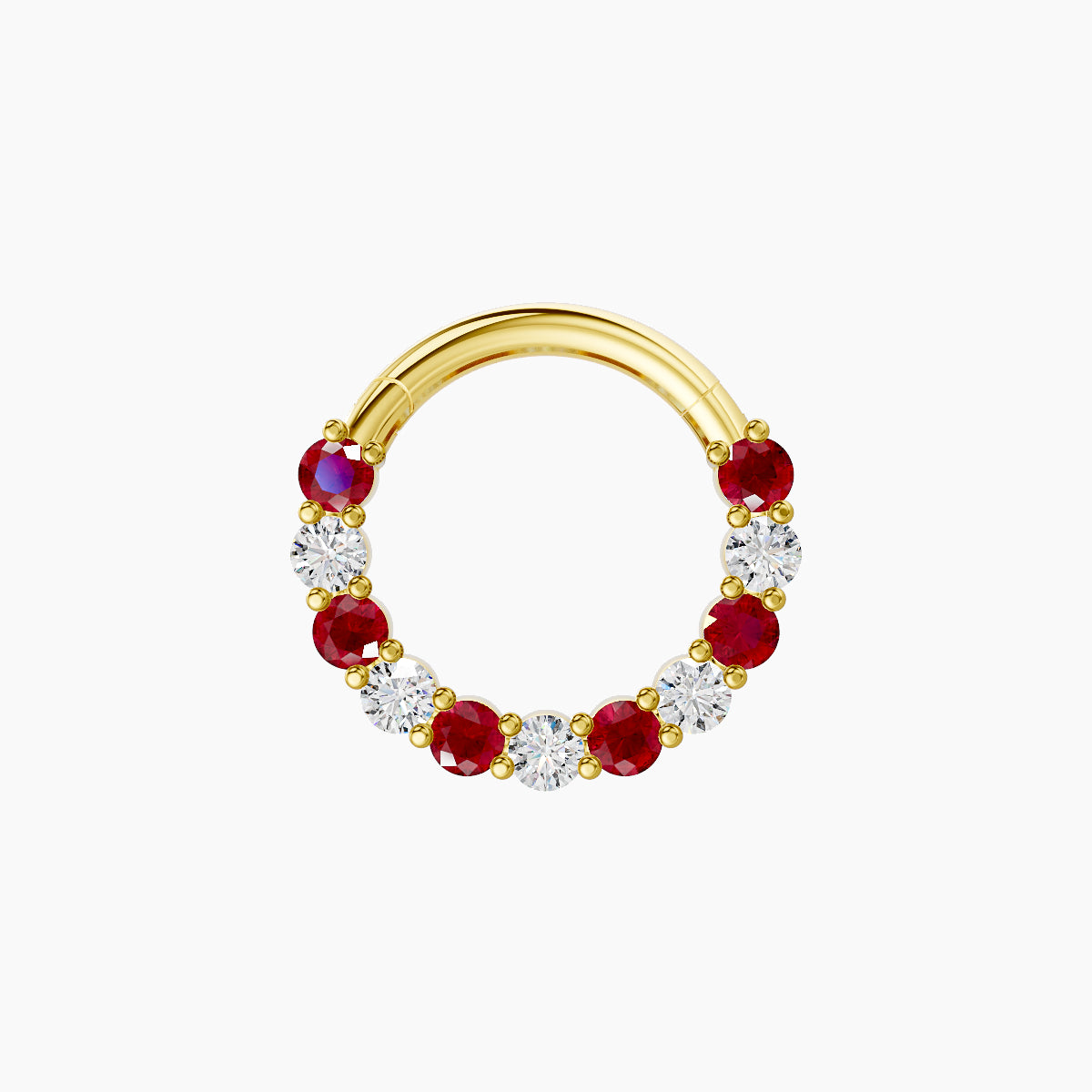 Vesta | 18k Yellow Gold 8 mm Ruby & Diamond Septum Piercing