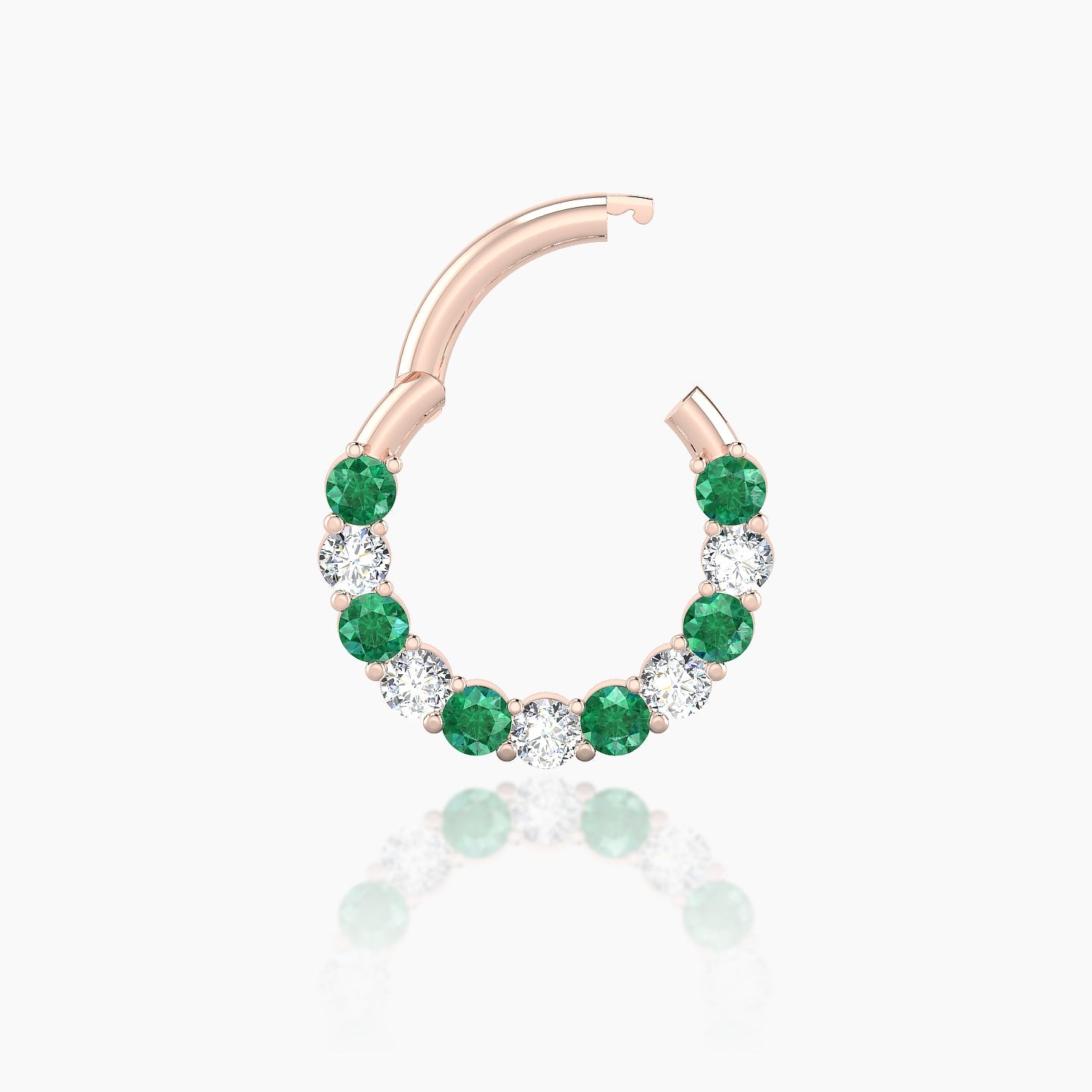 Vesta | 18k Rose Gold 8 mm Emerald & Diamond Septum Piercing