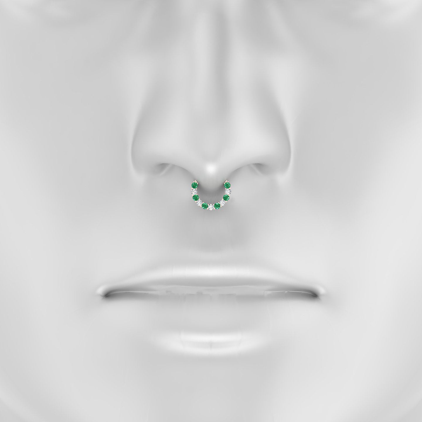 Vesta | 18k Rose Gold 8 mm Emerald & Diamond Septum Piercing