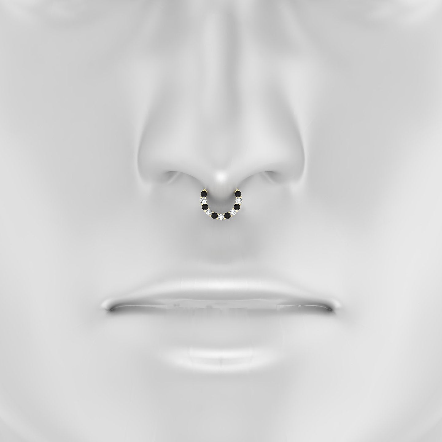 Vesta | 18k Yellow Gold 8 mm Black Diamond & Diamond Septum Piercing