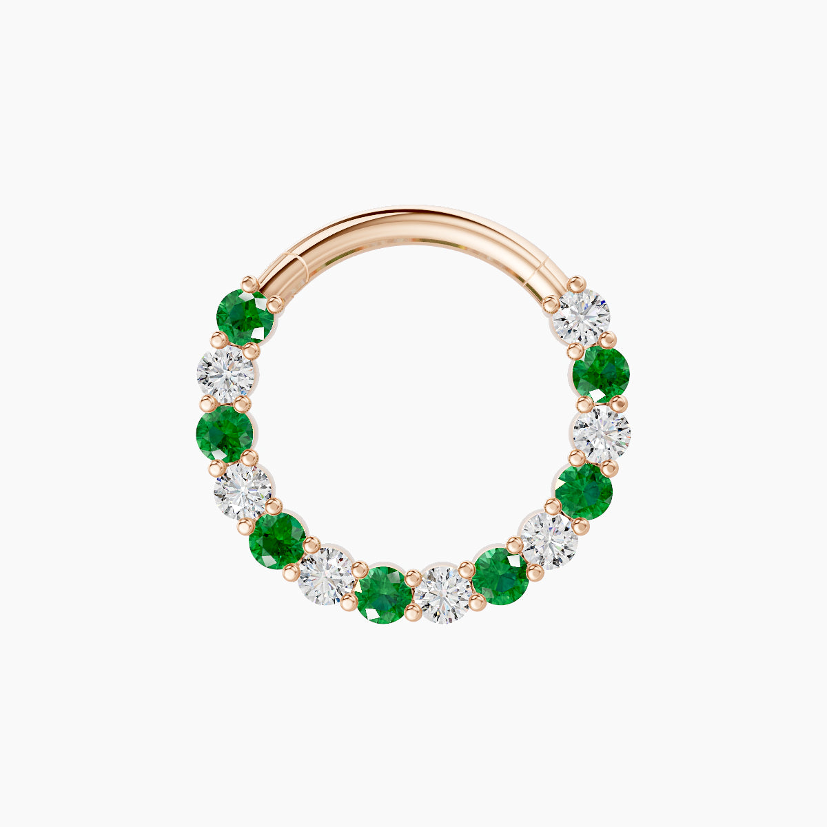 Vesta | 18k Rose Gold 9.5 mm Emerald & Diamond Daith Piercing