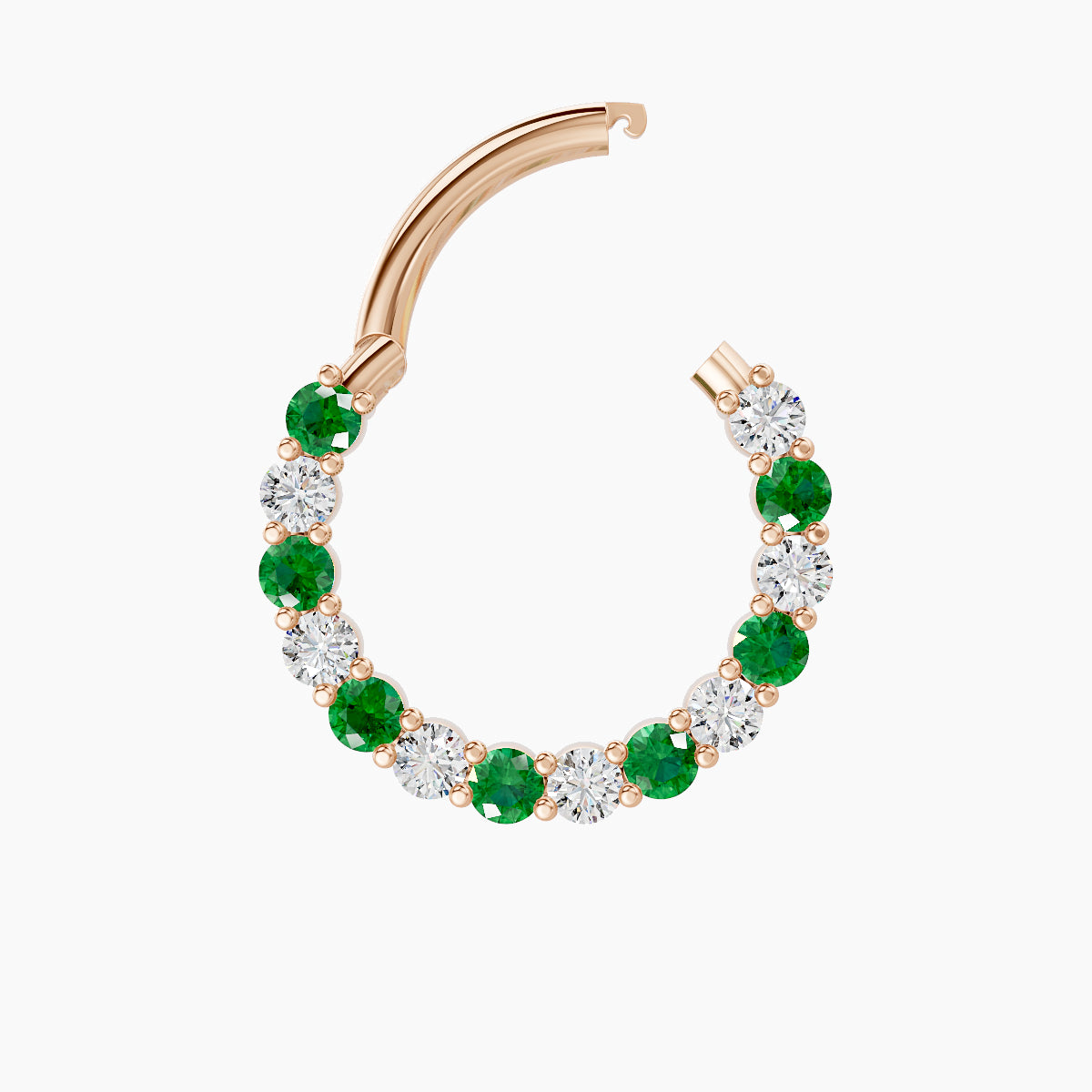Vesta | 18k Rose Gold 9.5 mm Emerald & Diamond Daith Piercing
