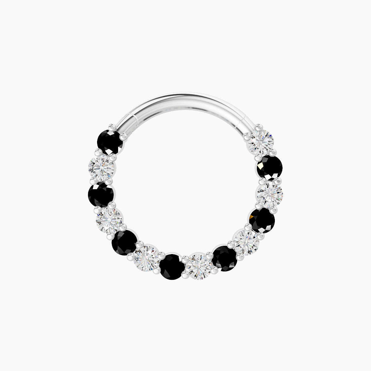 Vesta | 18k White Gold 9.5 mm Black Diamond & Diamond Daith Piercing