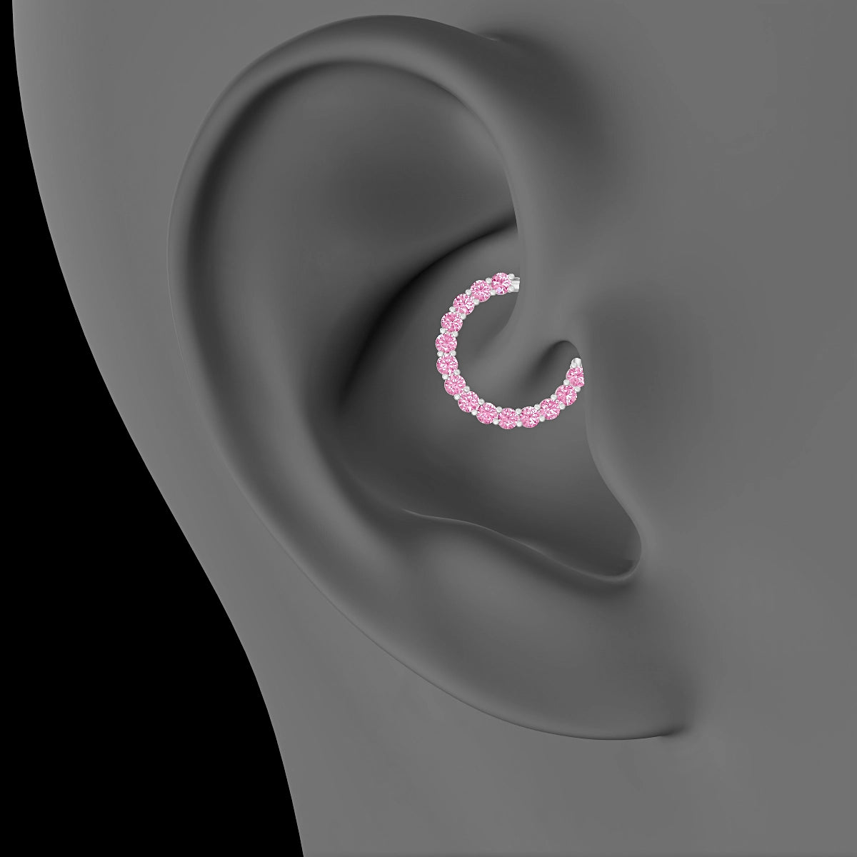 Vesta | 18k White Gold 9.5 mm Pink Sapphire Daith Piercing