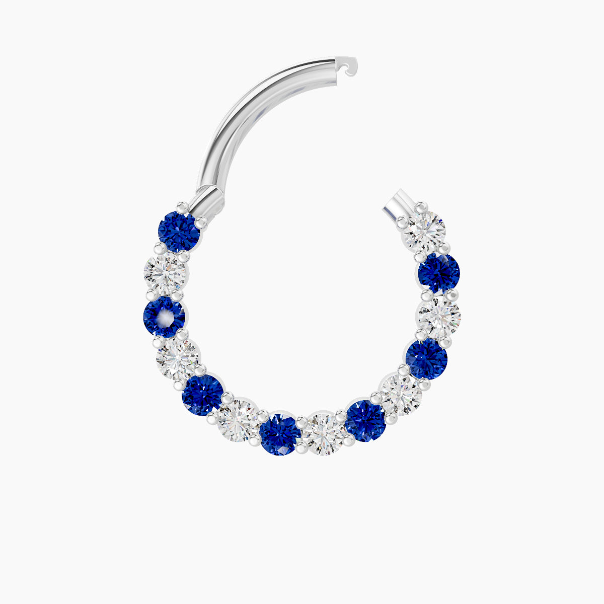 Vesta | 18k White Gold 9.5 mm Sapphire & Diamond Daith Piercing