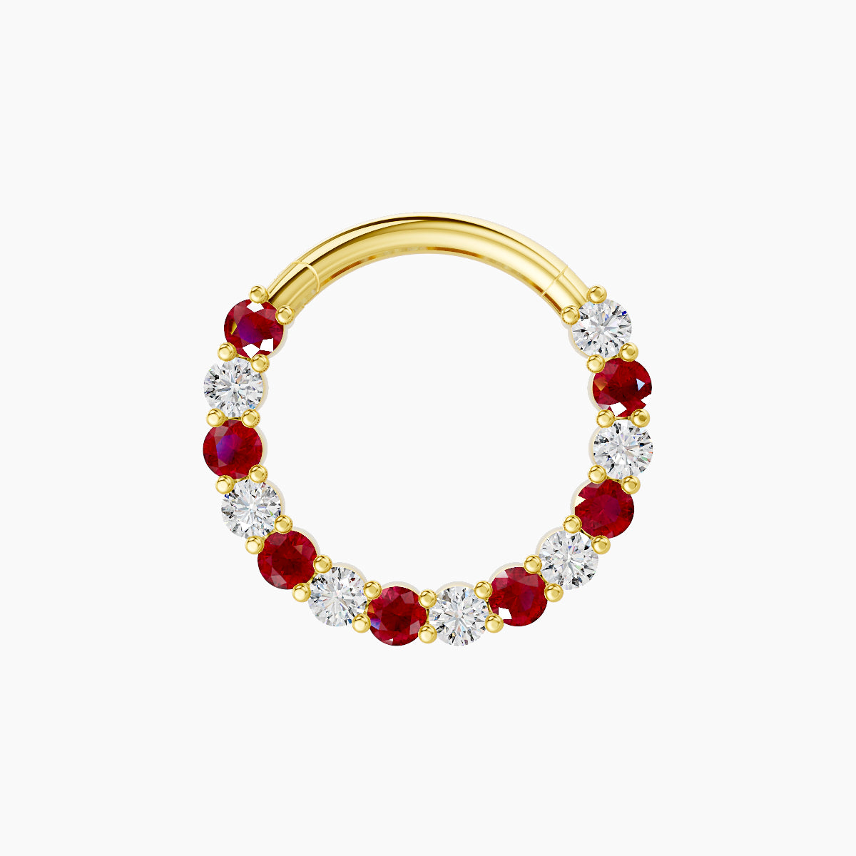 Vesta | 18k Yellow Gold 9.5 mm Ruby & Diamond Daith Piercing
