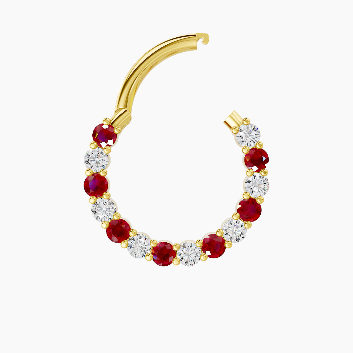 Vesta | 18k Yellow Gold 9.5 mm Ruby & Diamond Daith Piercing