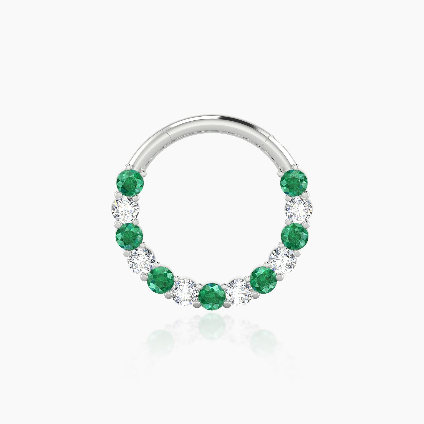 Vesta | 18k White Gold 9.5 mm Emerald & Diamond Daith Piercing