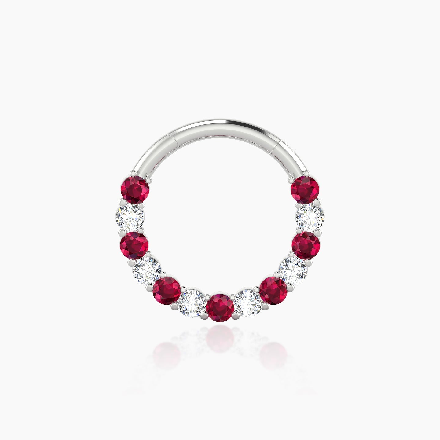 Vesta | 18k White Gold 9.5 mm Ruby & Diamond Daith Piercing