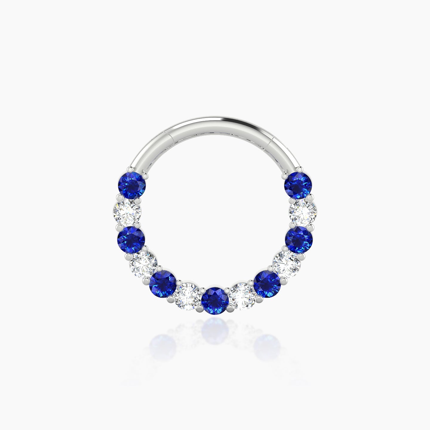 Vesta | 18k White Gold 9.5 mm Sapphire & Diamond Daith Piercing