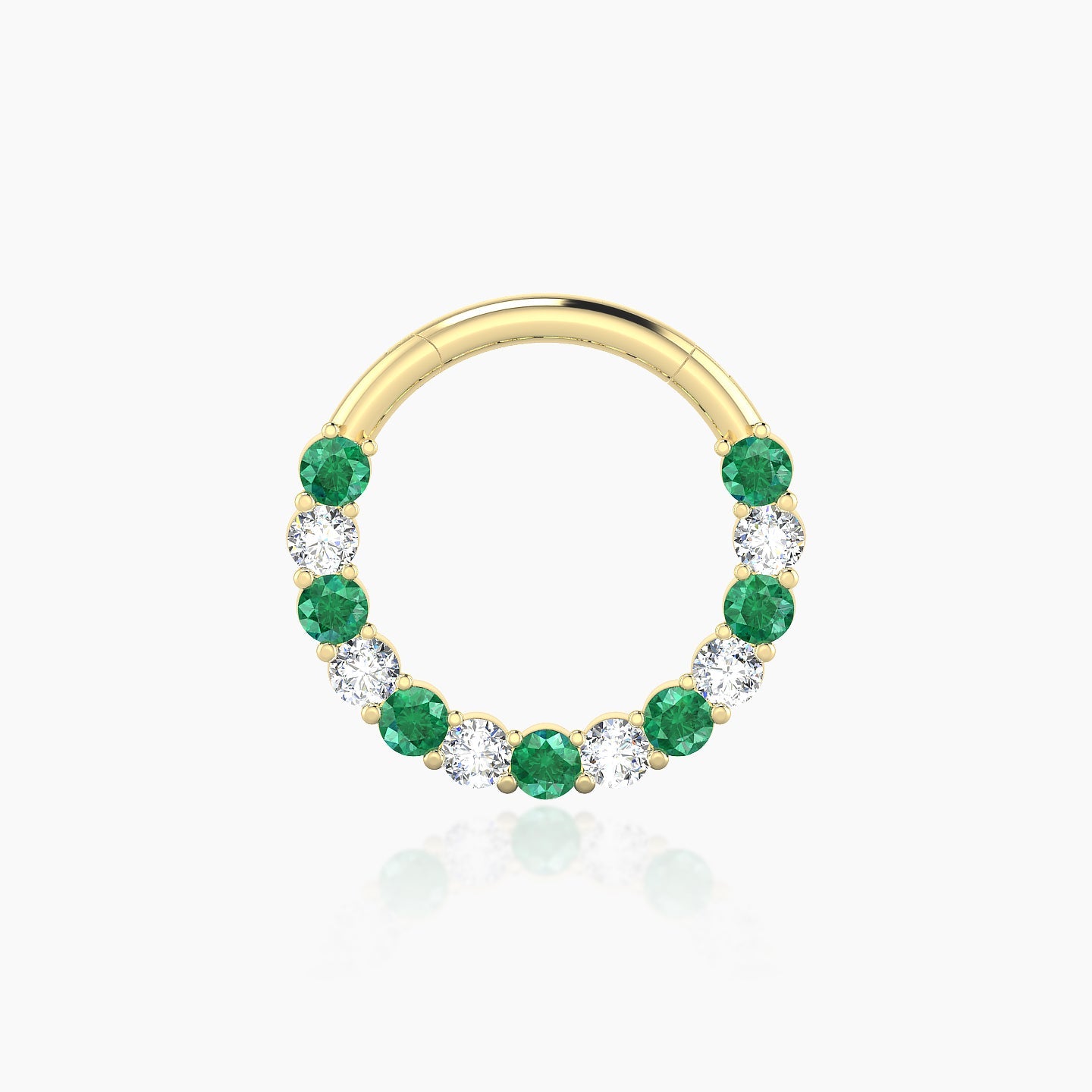 Vesta | 18k Yellow Gold 9.5 mm Emerald & Diamond Daith Piercing