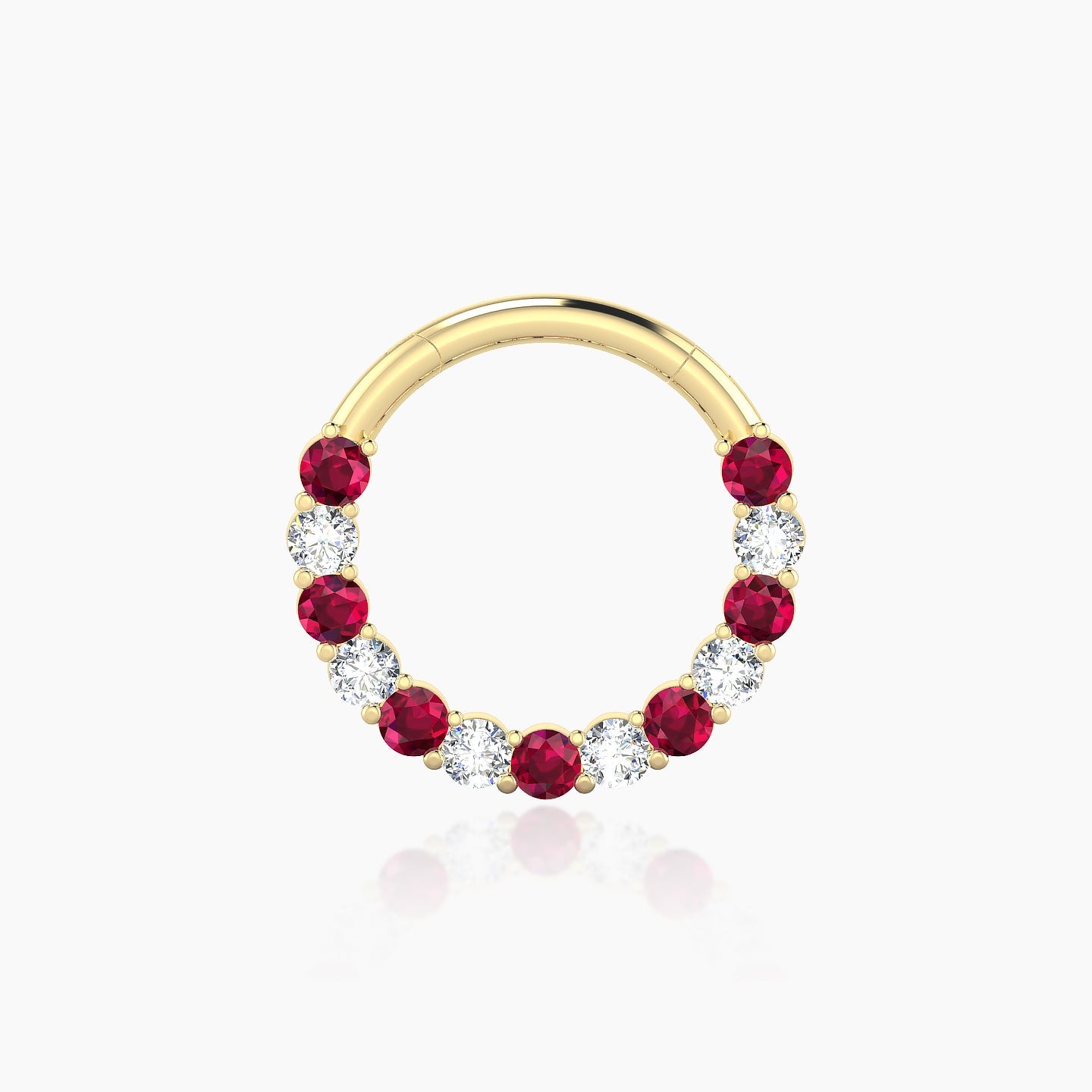 Vesta | 18k Yellow Gold 9.5 mm Ruby & Diamond Daith Piercing