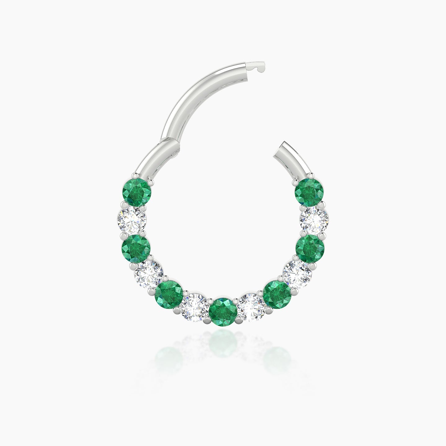 Vesta | 18k White Gold 9.5 mm Emerald & Diamond Daith Piercing