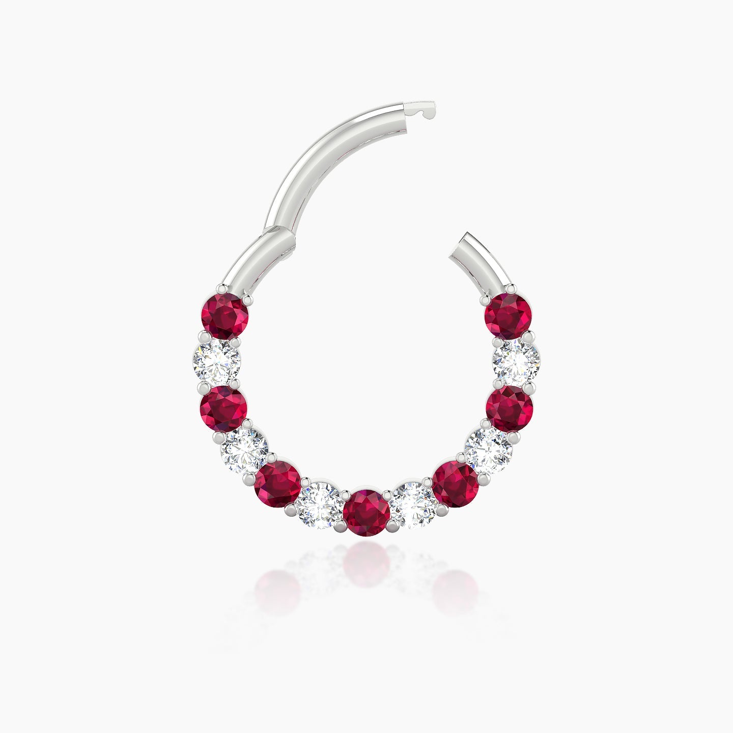 Vesta | 18k White Gold 9.5 mm Ruby & Diamond Daith Piercing