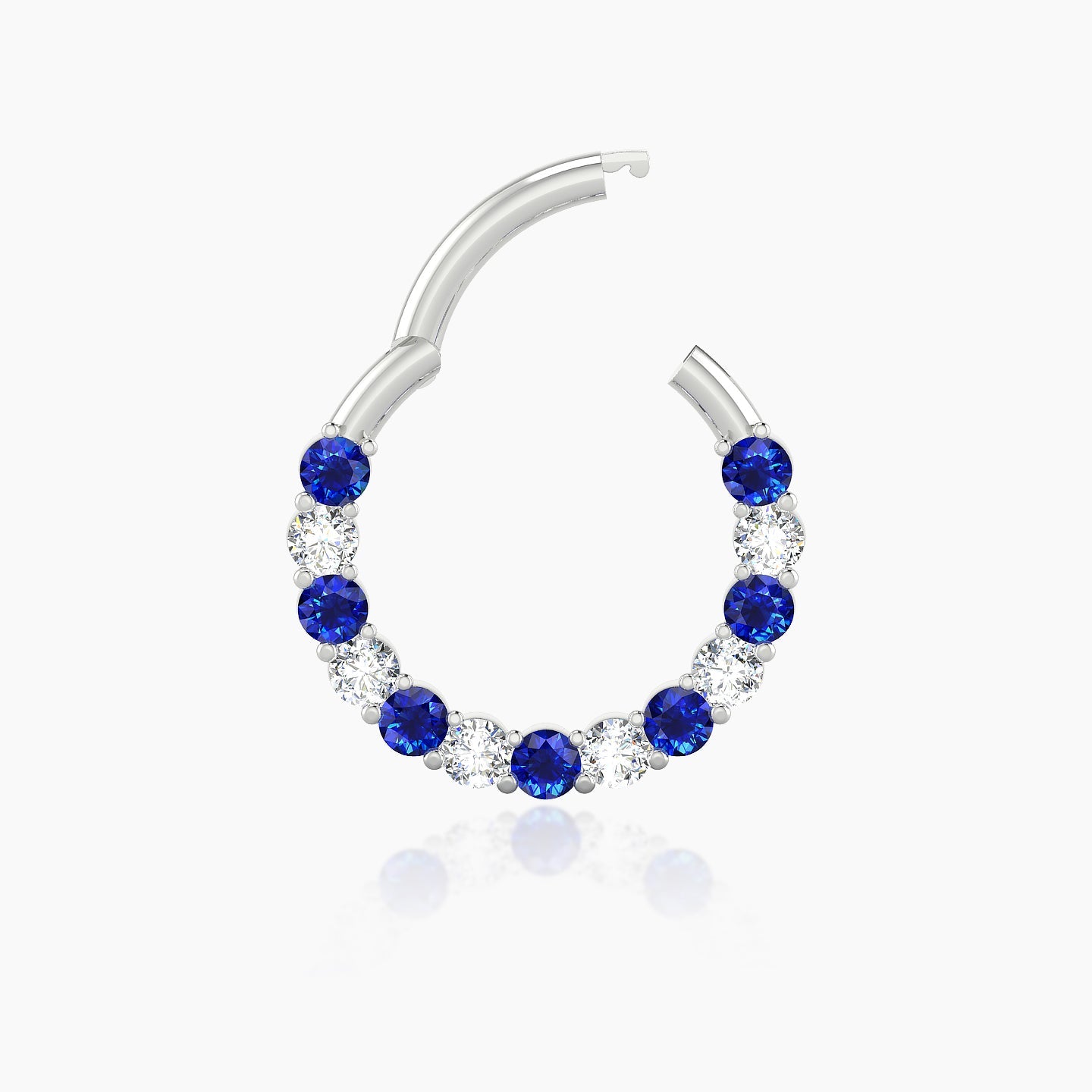 Vesta | 18k White Gold 9.5 mm Sapphire & Diamond Daith Piercing