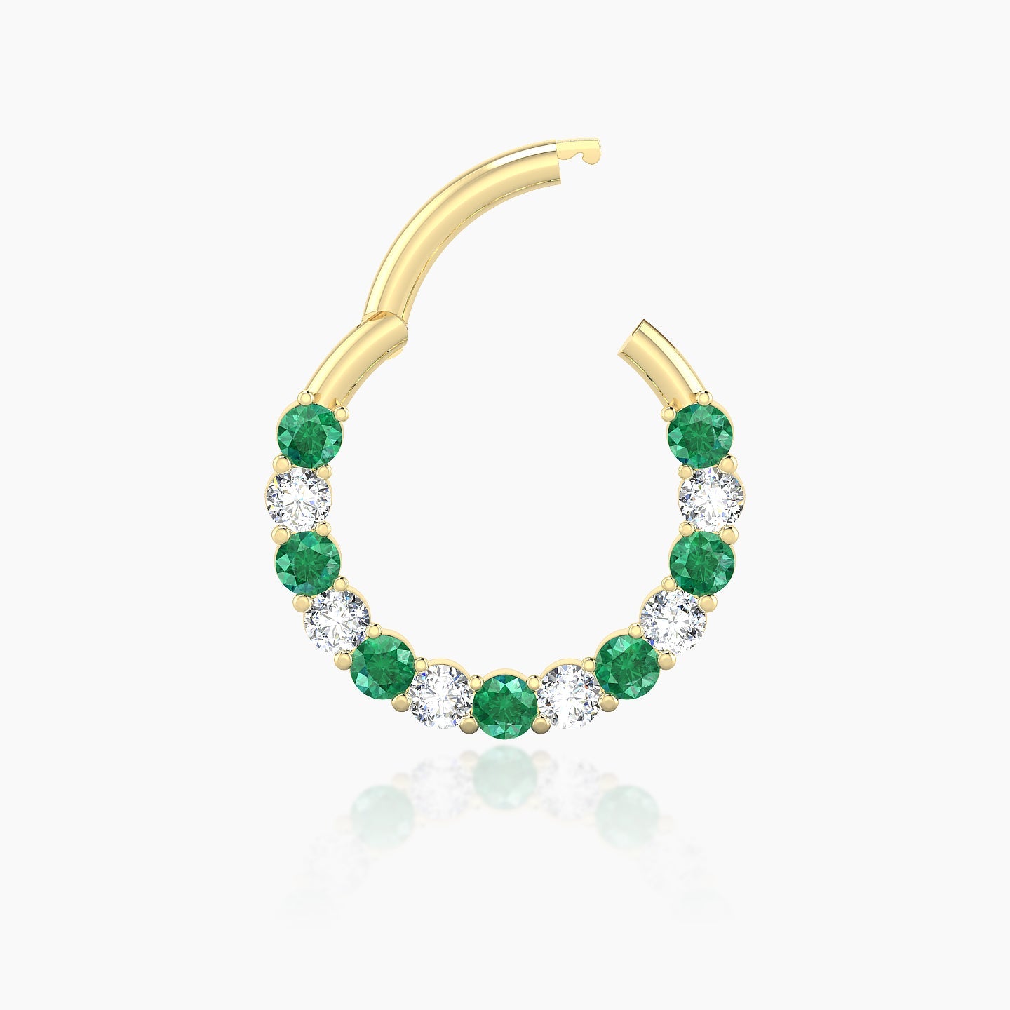 Vesta | 18k Yellow Gold 9.5 mm Emerald & Diamond Daith Piercing