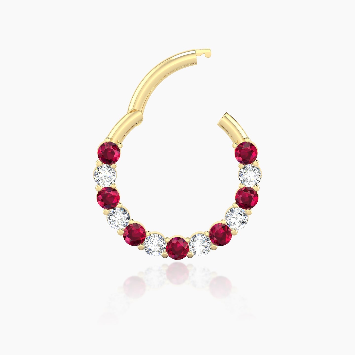 Vesta | 18k Yellow Gold 9.5 mm Ruby & Diamond Daith Piercing