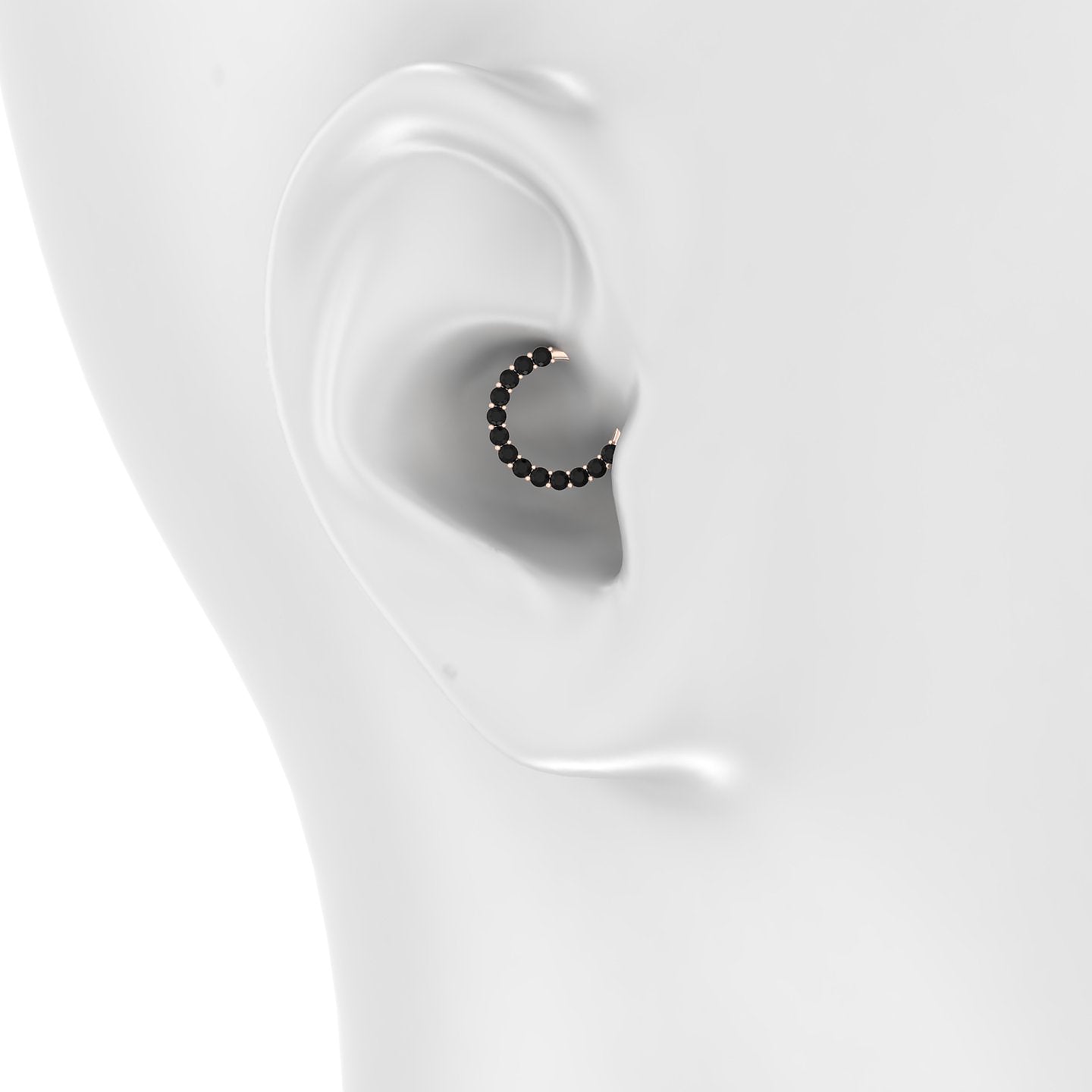 Vesta | 18k Rose Gold 9.5 mm Black Diamond Daith Piercing
