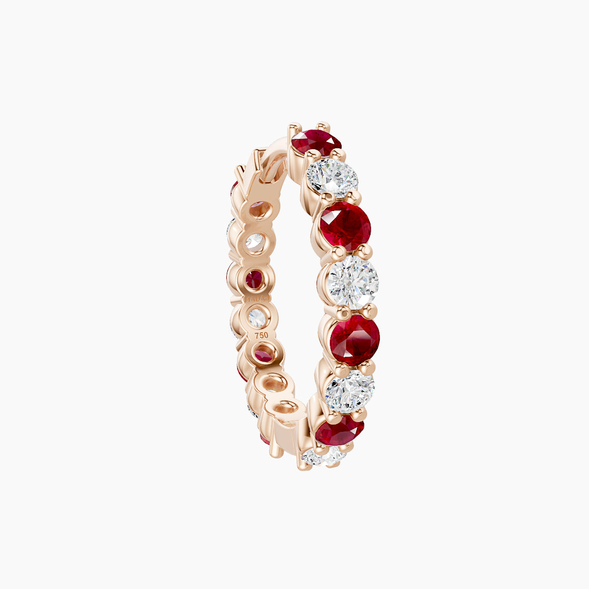 Vesta | 18k Rose Gold 9.5 mm Ruby & Diamond Hoop Piercing