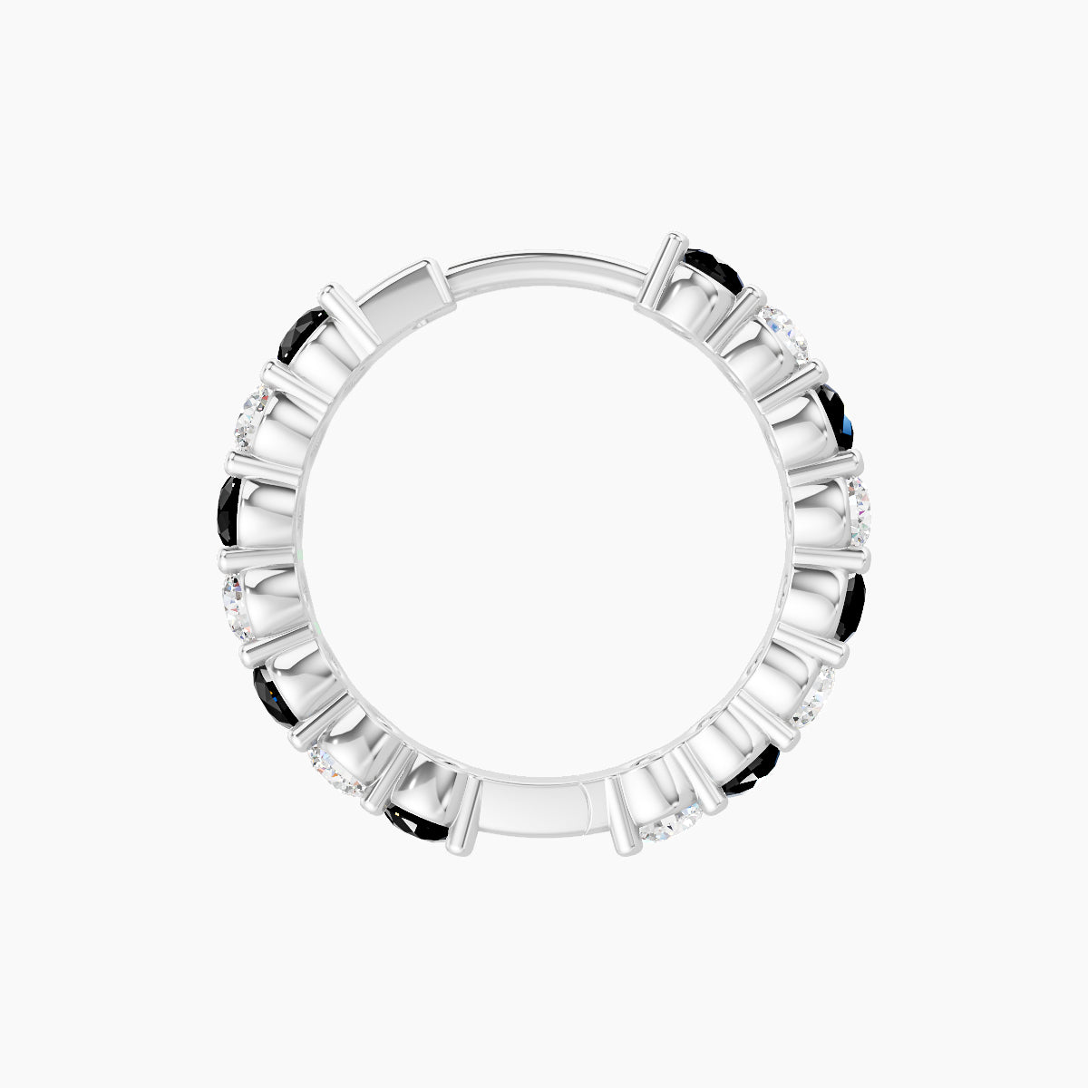Vesta | 18k White Gold 9.5 mm Black Diamond & Diamond Hoop Piercing