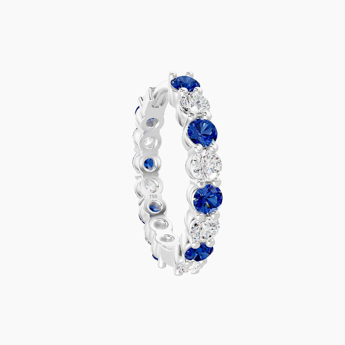 Vesta | 18k White Gold 9.5 mm Sapphire & Diamond Hoop Piercing