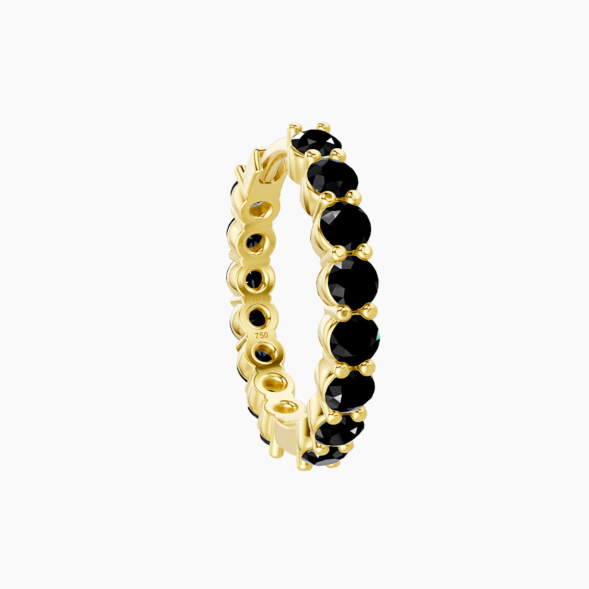 Vesta | 18k Yellow Gold 9.5 mm Black Diamond Hoop Piercing