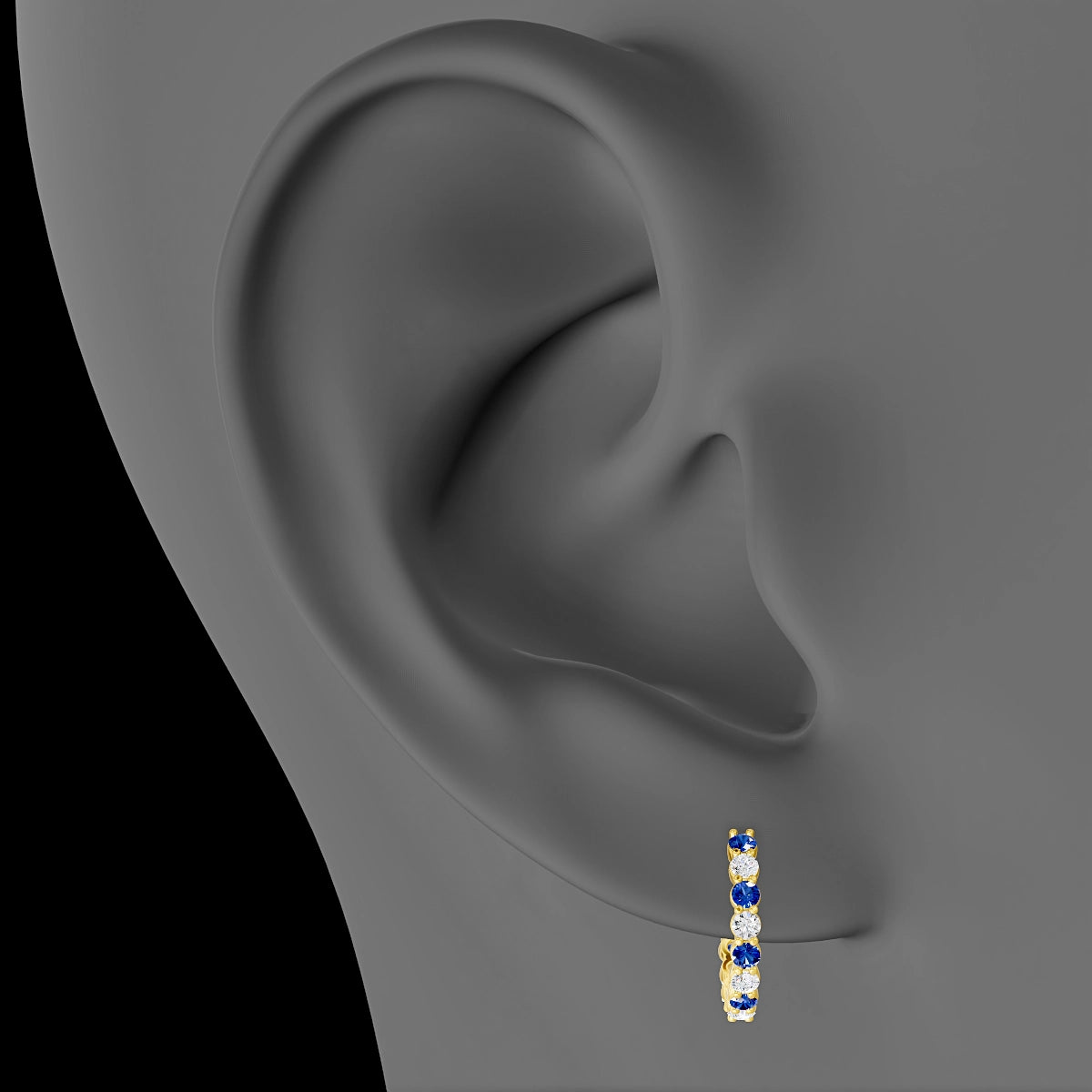 Vesta | 18k Yellow Gold 9.5 mm Sapphire & Diamond Hoop Piercing