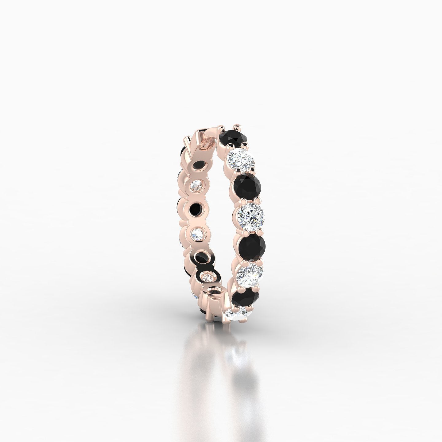 Vesta | 18k Rose Gold 9.5 mm Black Diamond & Diamond Hoop Piercing