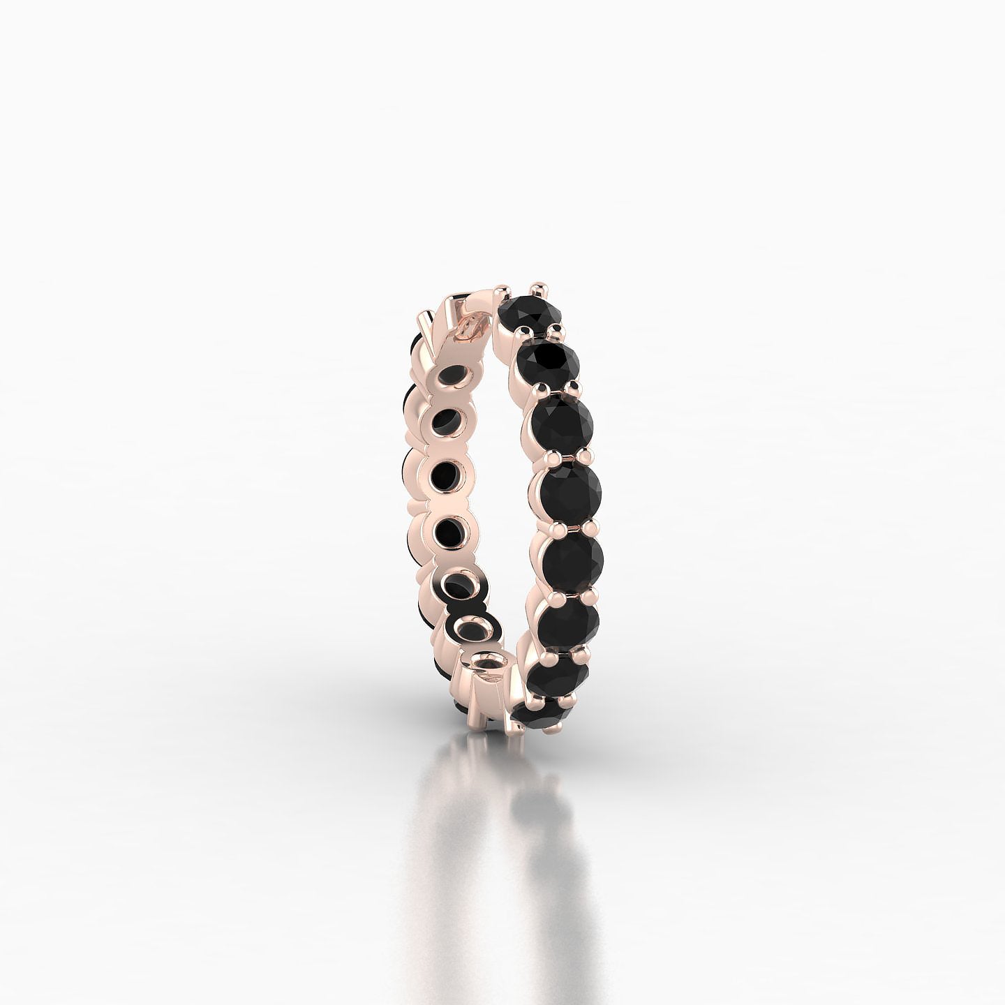 Vesta | 18k Rose Gold 9.5 mm Black Diamond Hoop Piercing