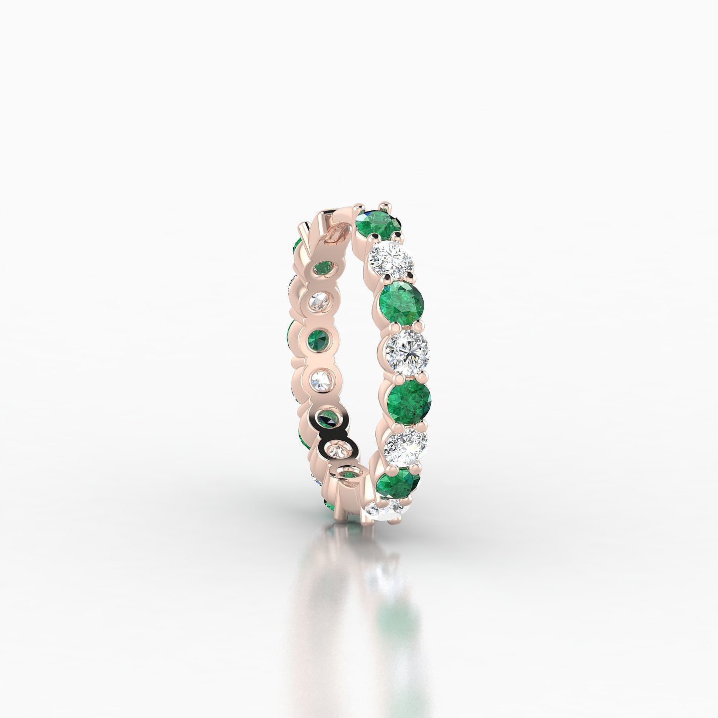 Vesta | 18k Rose Gold 9.5 mm Emerald & Diamond Hoop Piercing