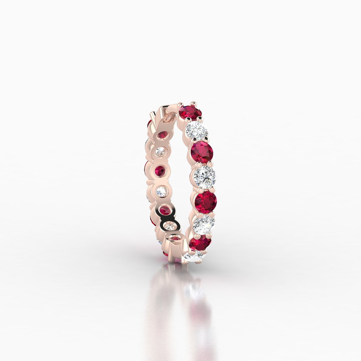 Vesta | 18k Rose Gold 9.5 mm Ruby & Diamond Hoop Piercing