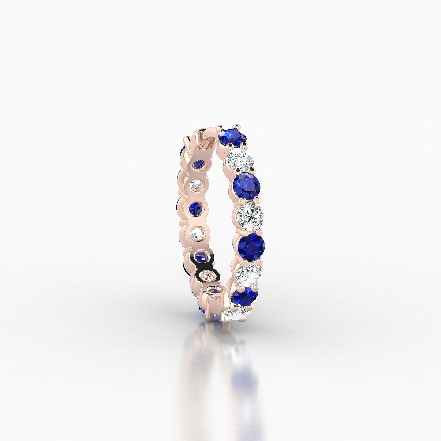 Vesta | 18k Rose Gold 9.5 mm Sapphire & Diamond Hoop Piercing