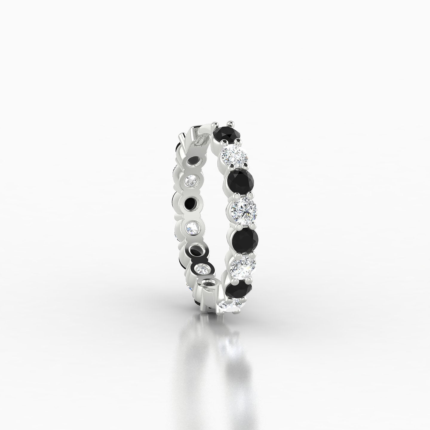 Vesta | 18k White Gold 9.5 mm Black Diamond & Diamond Hoop Piercing